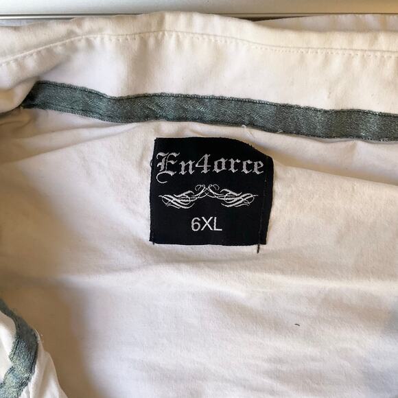 En4orce Men’s Button Down Shirt Size 6XL Short Sleeve Wings of Freedom White - Picture 7 of 8